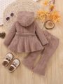 Baby Girl Hooded Belted Top & Flare Leg Pants