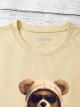 Men'S Plus Size Cartoon Bear Pattern Short Sleeve T-Shirt