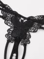 Plus Butterfly Design Crotchless Thong