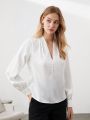 SHEIN BIZwear Women'S V-Neck Long Sleeve Shirt