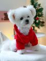 1pc Pet Clothes For Dogs & Cats Christmas Deer Red Sweatshirt Pet Coat & Jacket