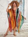 SHEIN Swim BohoFeel Plus Size Color Block Cover Up