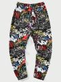 SHEIN Men Graffiti Print Drawstring Waist Pants