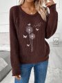 Dandelion & Butterfly Pattern Raglan Sleeve Sweater