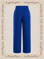 SHEIN DECDS Vintage Elegant Women'S Loose Metal Buckle Straight Leg Pants, Autumn/Winter/New Year