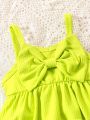 2pcs Baby Girls' Fashion Butterfly Bow Tie Strap & Flared Pants Outfits For Summer