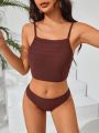 SHEIN Swim Basics Texture Material Women'S Cami Bikini Set