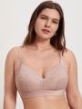 SHEIN DesireSculpt Plus Contrast Lace Wireless Bralette