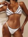 SHEIN Swim Mod Women's Lace Splice Bikini Set With Separated Top And Bottom