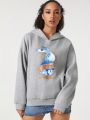 JUNG HANA Women's Cartoon Rabbit Print Hooded Sweatshirt