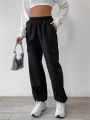 Daily&Casual Elastic Waistband Sporty Pants With Slanted Pockets