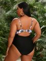 SHEIN Swim Vcay Women's Plus Size Monokini With Coconut Tree Print