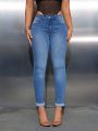 Women's Slim Fit Jeans With Folded Hem