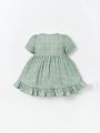 Cozy Cub Baby Plaid Print Ruffle Hem Dress