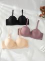 Women's Underwear Bra (Underwire And Lightly Padded) 3pcs Seamless Bra Set