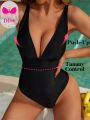 SHEIN DD+ One-Piece Solid Color Swimsuit For Women