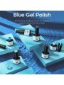 modelones Blue Gel Nail Polish - 6 Colors Blue Gel Polish Summer Sky Blue Barely Pink Nail Polish Soak Off Dark Navy Blue Gel Nail LED Gray Blue Nail Art French Manicure DIY Home Salon Gifts for Women