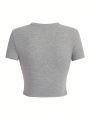 GOLDENLINE Cropped Slim Fit Round Neck T-Shirt