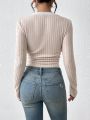 SHEIN Frenchy Women'S Knitted V-Neck Long Sleeve Bodysuit