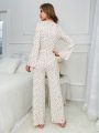 Ditsy Floral Print Lace Trim PJ Set