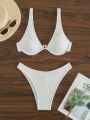 SHEIN Swim Vcay Split Swimsuit Set With Faux Pearl Detail For Women