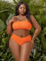 SHEIN Swim Vcay Plus Size Solid Color Swimsuit Suit