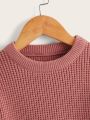 Young Girl Solid Drop Shoulder Sweater