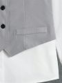 Teenage Boys' Elegant Casual College Style Shirt Vest Pants 3pcs/Set Gentleman Outfits