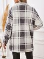 SHEIN Essnce Random Plaid Long Sleeve Women's Coat