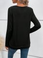 Leopard Print Patchwork Color-Blocking Drop Shoulder Sweatshirt