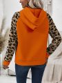 Women's Leopard Print Raglan Sleeve Hooded Sweatshirt