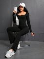 Yoga High Street Long Sleeve Seamless Body Shaping Jumpsuit With Butt Lift Effect, Suitable For Yoga And Daily Wear