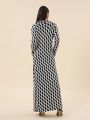 SHEIN Privé Women's Geometric Pattern Sweater Dress