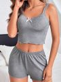 Dark Grey Cami & Shorts Pajama Set