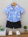 Infant Boys' Dog Printed Short Sleeve Shirt And Shorts Set