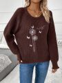 Dandelion & Butterfly Pattern Raglan Sleeve Sweater