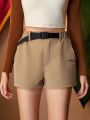 HARRY POTTER X SHEIN Letter Graphic Buckle Belted Sports Shorts