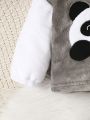 Baby Boy Panda Embroidery Two Tone Flannel Hoodie & Pants