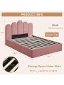 Bed Frame with Storage & Headboard, Upholstered Platform Bed with Hydraulic Storage System, No Box Spring Needed Bed Frame with Wood Slats Support, Easy Assembly