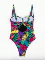 SHEIN Swim Vcay Women's One-piece Swimsuit With Tropical Print