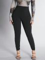 SHEIN PETITE Women'S Solid Color Slim Fit Workwear Pants