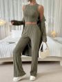 SHEIN Essnce Plush Warm Solid Color 3-piece Set