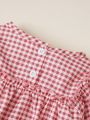 SHEIN Baby Girls' Plaid Bodysuit With Frill Detail