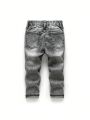 Boys' (Little) Casual Fashionable Ripped Washed Denim Pants