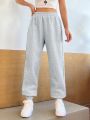 SHEIN Qutie Women's Gray Sweatpants With Heart Design On The Side