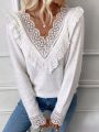 Guipure Lace Trim Sweater