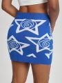 Rat Studio Star Pattern Bodycon Sweater Skirt