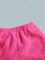 SHEIN Big Girls' Casual Elastic Waist Fleece Shorts