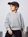 SHEIN Kids EVRYDAY Tween Boy Slogan Graphic Colorblock Drop Shoulder Pullover