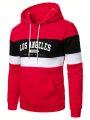 Manfinity Men's Colorblock Letter Printed Drawstring Hoodie